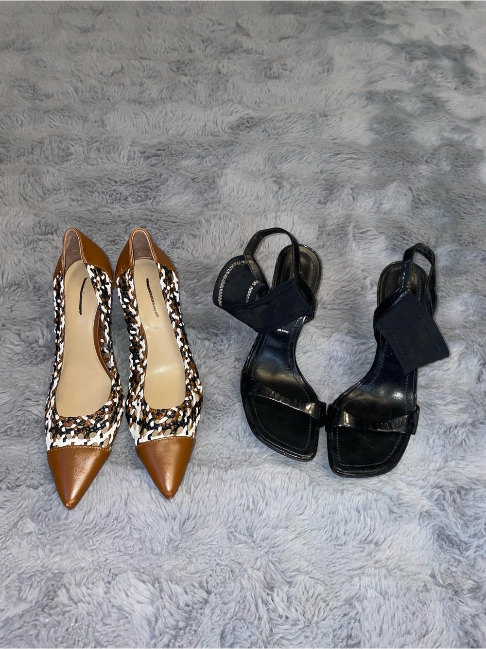 Casadei Women’s black Ann Taylor Tan Pointed Toe Printed Pumps